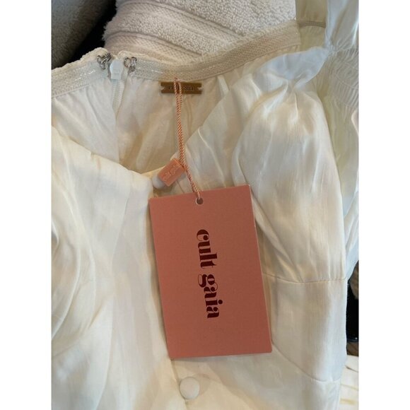 Cult Gaia Simona Ruffled Off The Shoulder Midi Dress Off White Womens Size 0 - Picture 10 of 11